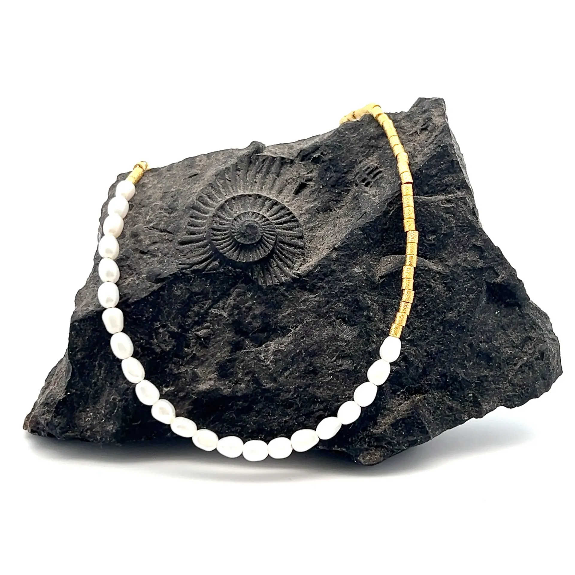 [CH014G] Atlas Pearls Choker (Placcato Oro)